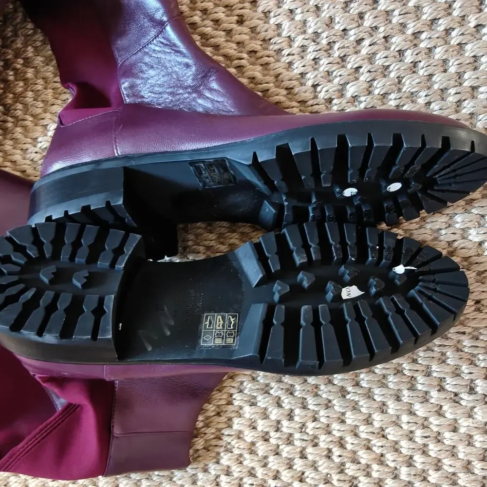 Stuart Weitzman City Boot Cabernet Burgundy Leather OTK Boots 5.5 36 S4829